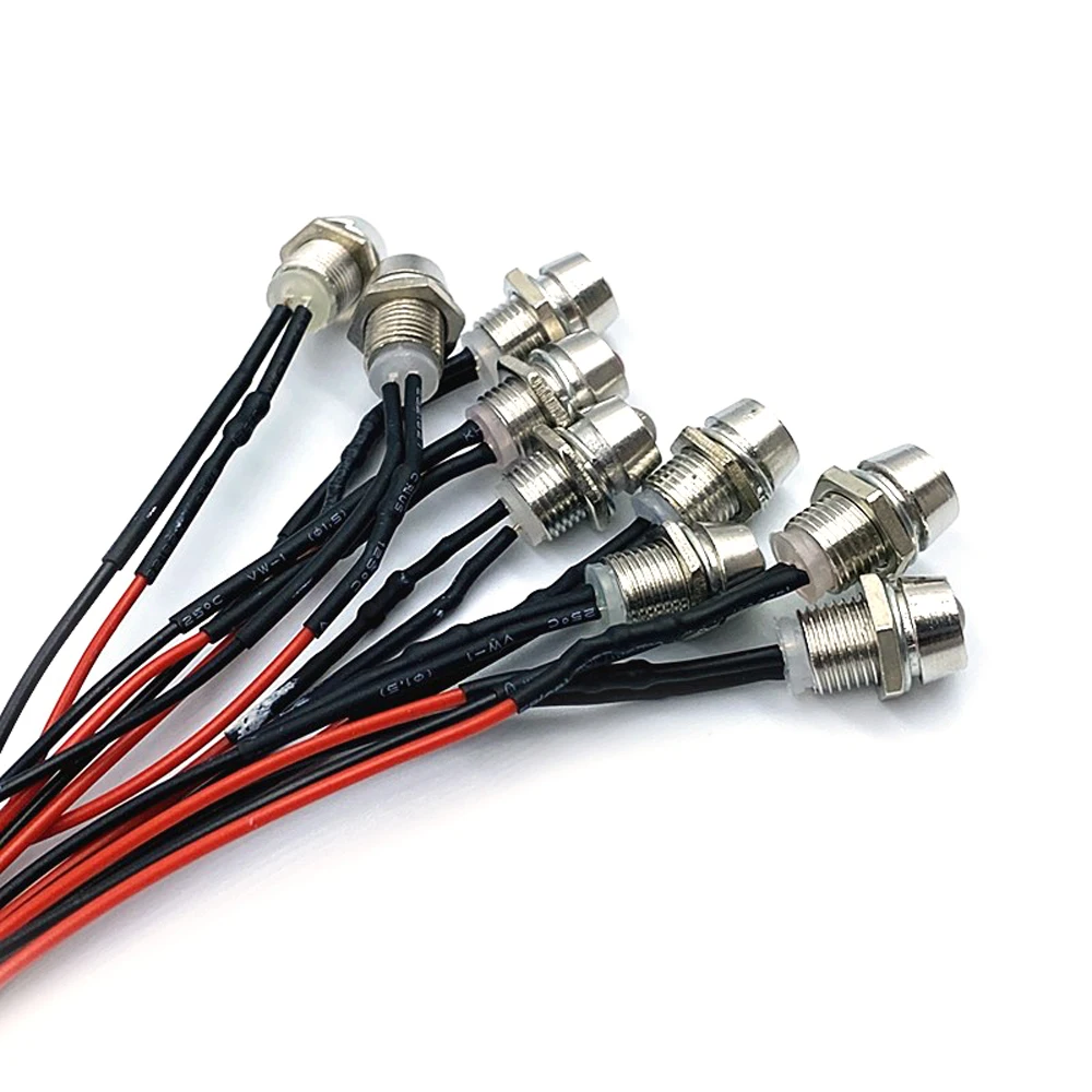 5pcs 5mm Pre-Wired LEDs Bulb Emitting Diode Signal Indicator Lights 8mm Panel Mount 3V 5V6V 9V 12V 24V 36V 48V 110V 220V