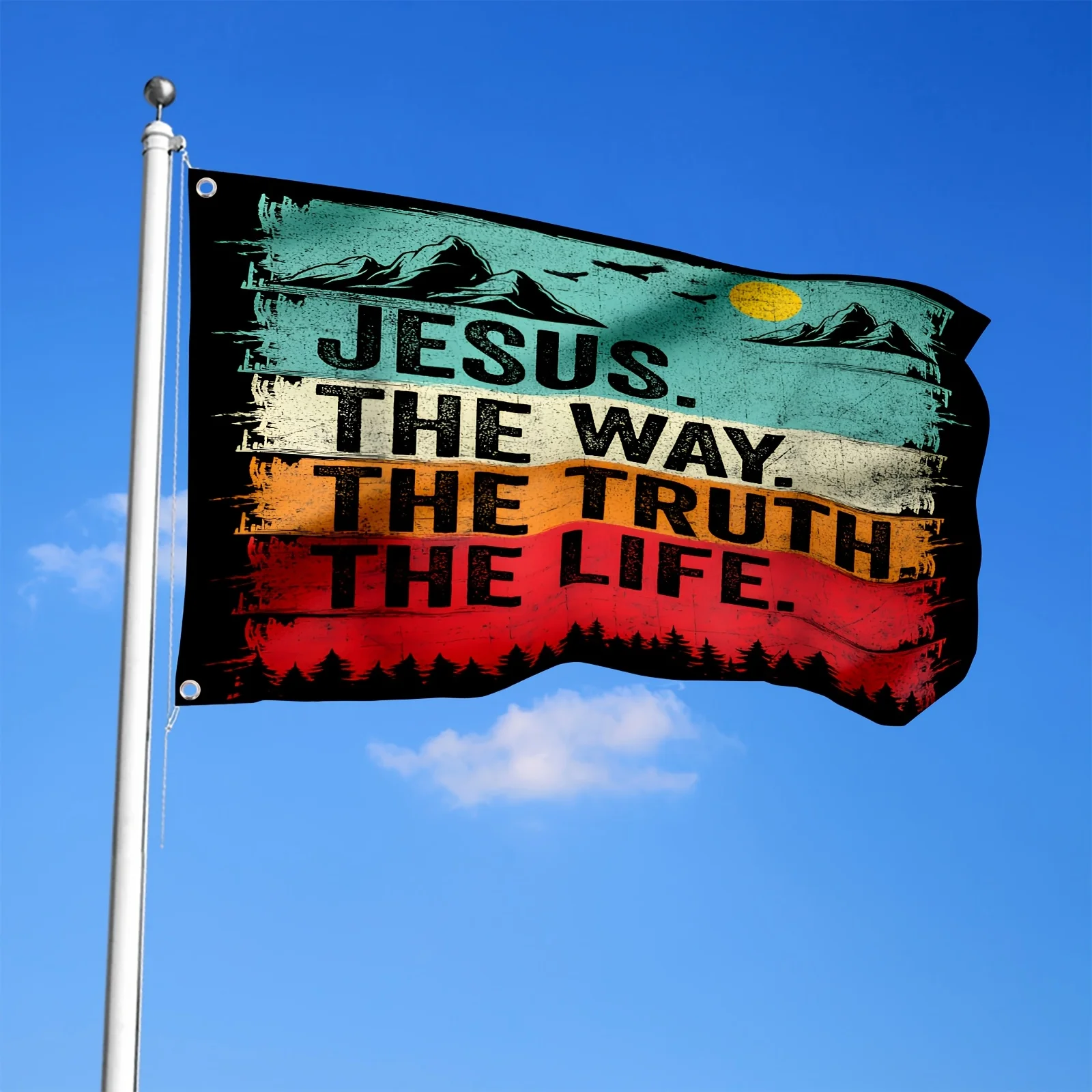Jesus The Way The Truth The Life Religious Flag Christian Polyester Outdoor Garden Decor
