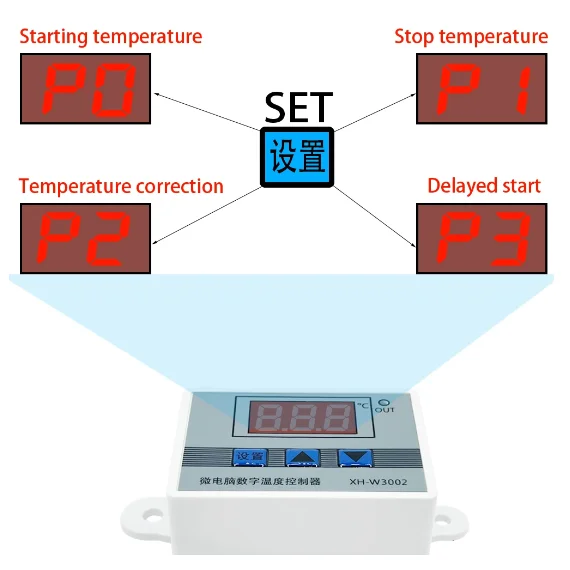 XH-W3002 10A 12V 24V 220V microcomputer digital thermostat control switch temperature controller digital display 0.1 precision