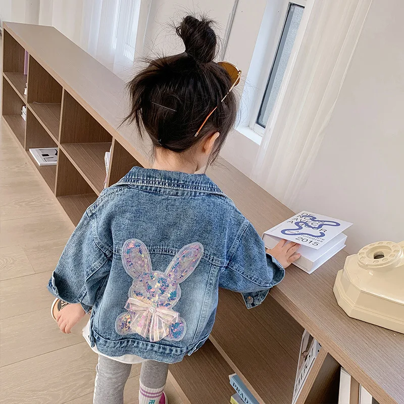 

3-12 Years Old Girls Children's spring and autumn loose denim jacket style girls' trendy Korean style street jacket