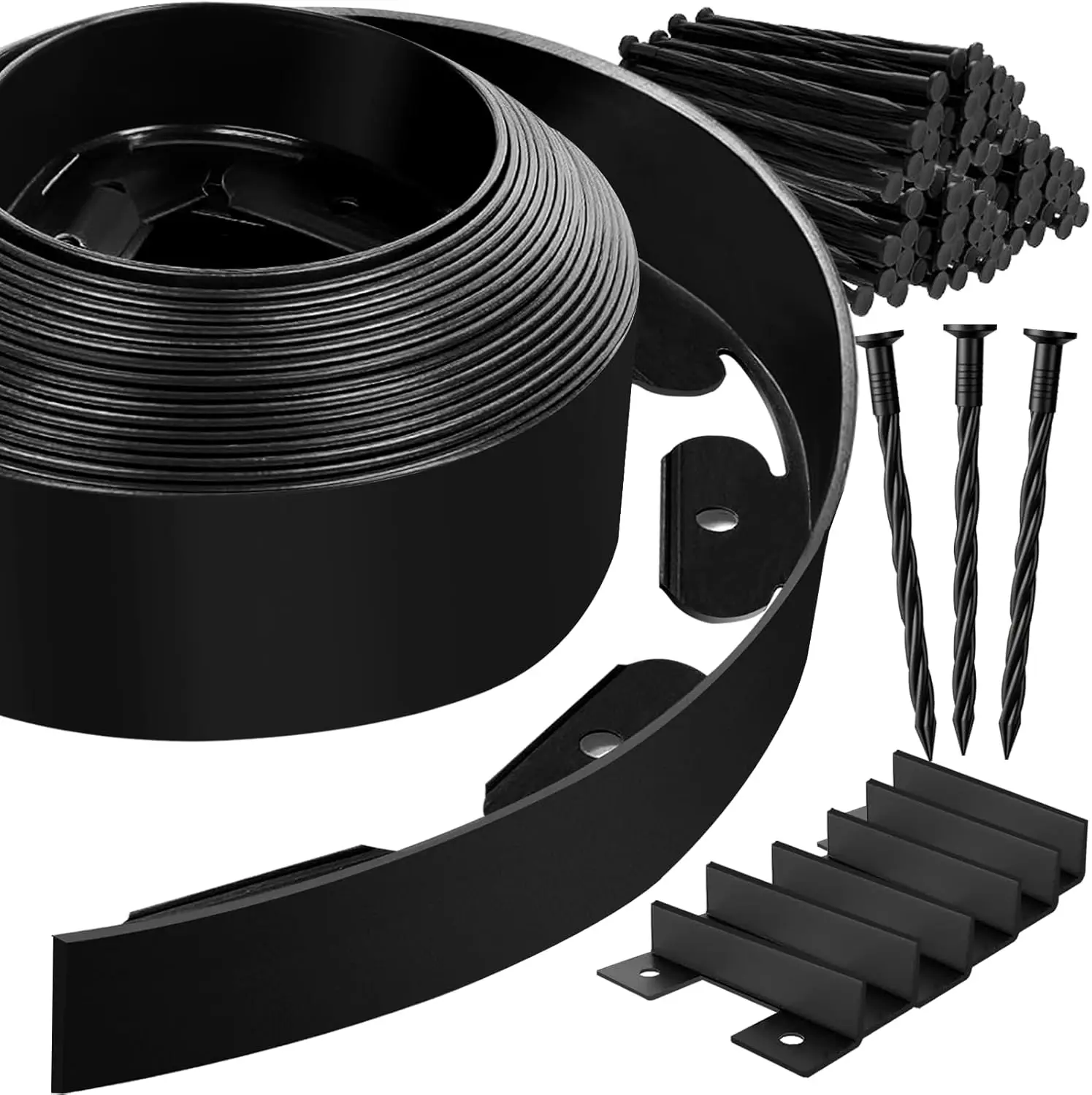 

100FT 4IN Garden Edging Border with 130 Stakes, No Dig Lawn Edging for Landscaping, Yard, Thickened Top Edge Flower Bed Border