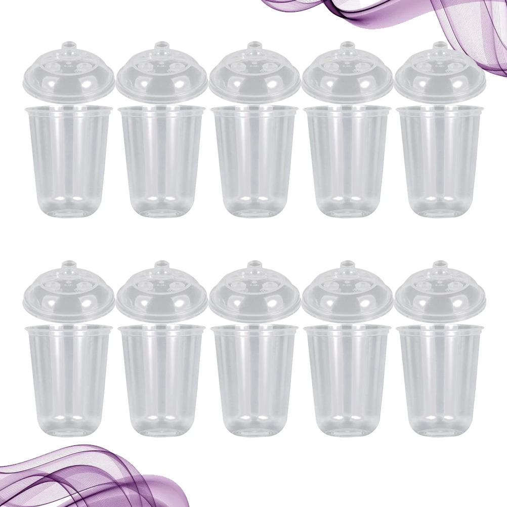 

20Pcs Disposable U Shaped Milk Tea Cups Clear Plastic Cups Perfect for Smoothies Juices Iced Coffee Bubble Tea