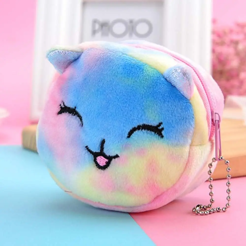 Borsa portaoggetti per unicorno Borsa portachiavi per gatti Borsa per ciondolo Porta soldi Custodia per portafoglio Borse Portamonete in peluche Mini portafoglio Portachiavi in peluche