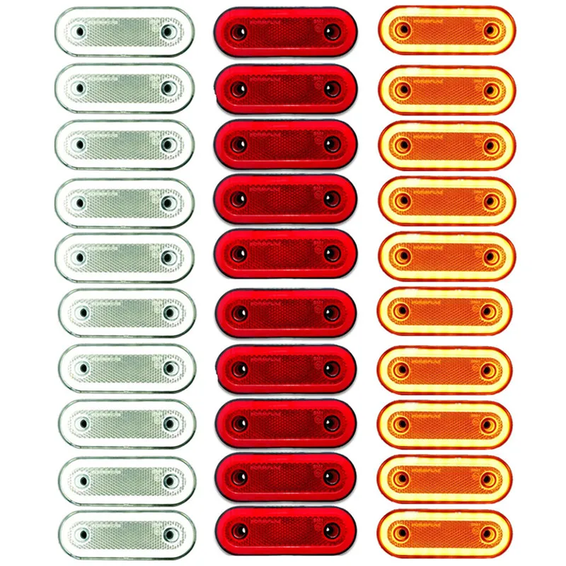 

10PCS Oval LED Side Marker Light 12V-24V Lorry Side Light Car Truck Clearance Lamp 20LED Trailer RV Waterproof Indicator Lamp