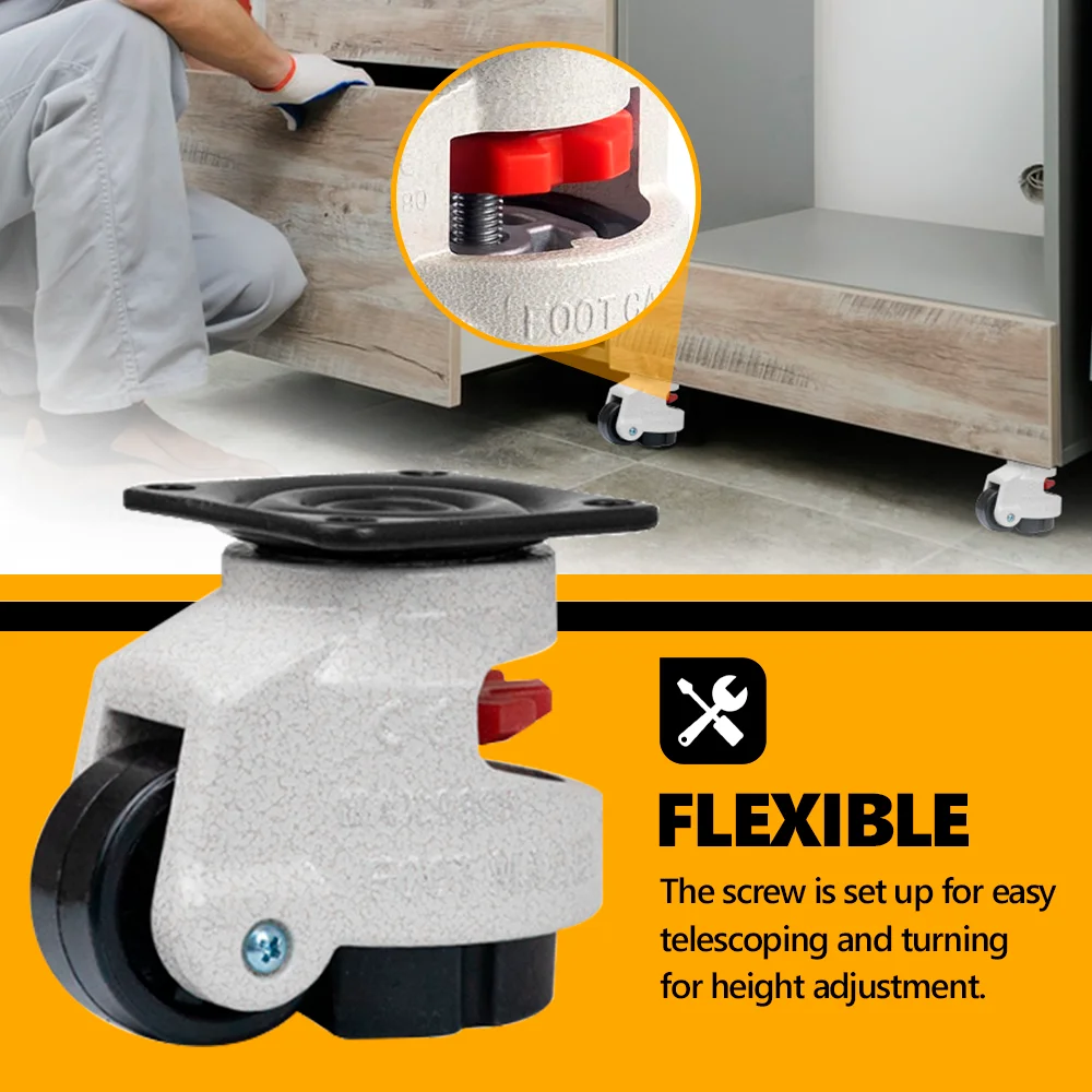 Retractable Leveling Casters, Telescopic Horizontal Adjustment Caster, Universal Anti-slip Wheel, for Vending, Workbench Machine