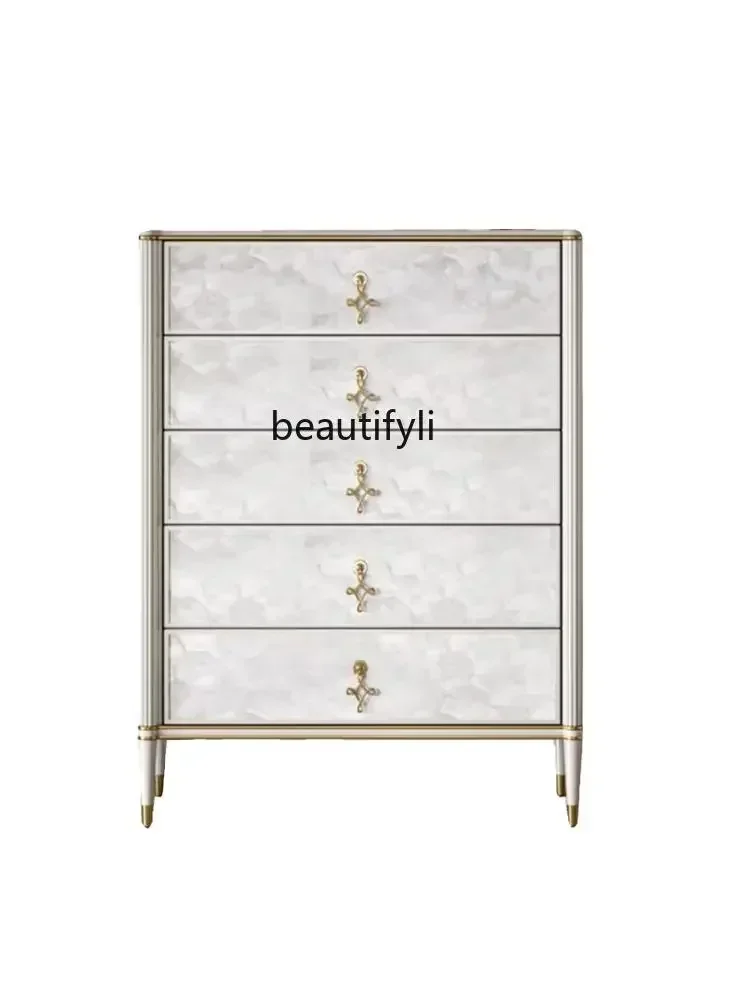 

newLight luxury American solid wood shell chest cabinet living room wall locker Italian minimalist bedroom drawer storage cabine