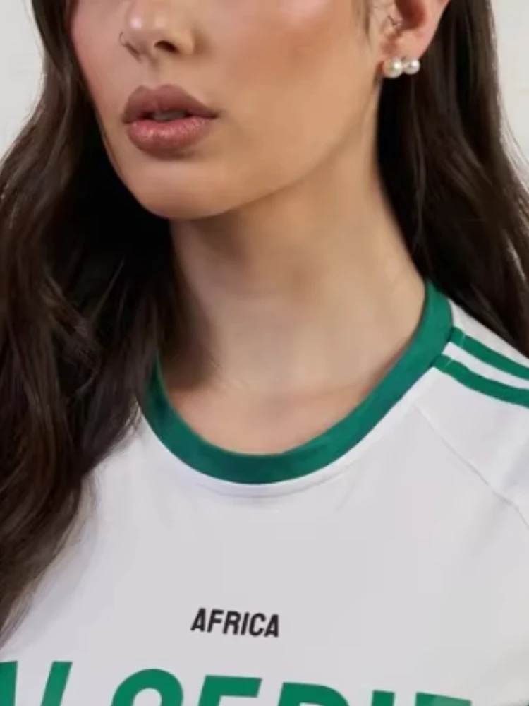 

Летняя женская облегающая сексуальная горячая девушка с круглым вырезом, быстросохнущая футболка с короткими рукавами, модный топ с принтом