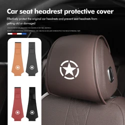 Car Seat Headrest Leather Head Pillow Protective Cover Case For Jeep Grand Cherokee Compass Patriot Renegade Wrangler