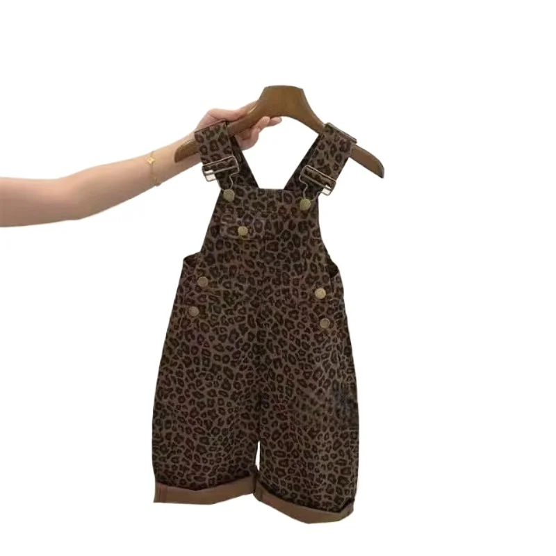 

2025 New Kids Fall Clothes Pants Baby Boys Leopard Print Overalls Individual Fashion Jumpsuit for Girls 100%cotton High Quality