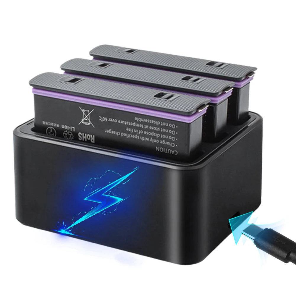 

Зарядное устройство с 3 слотами, концентратор быстрой зарядки, станция зарядки аккумулятора для аккумулятора Insta360 X4