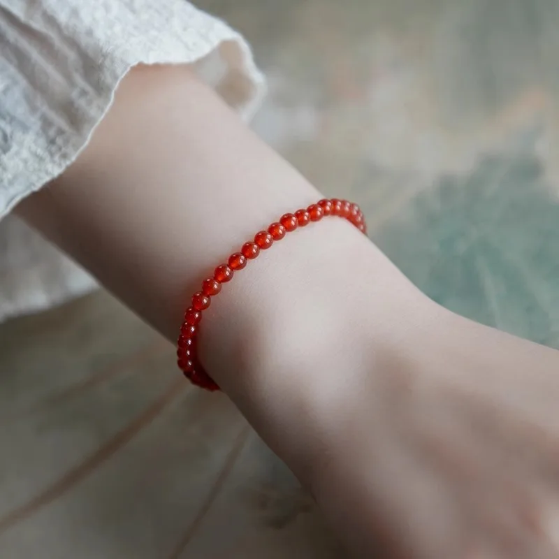 سوار العقيق الأحمر العقيق الطبيعي مطرز سوار كريستال اليشم تصميم تحسس Qixi مهرجان هدية صندوق لصديقة