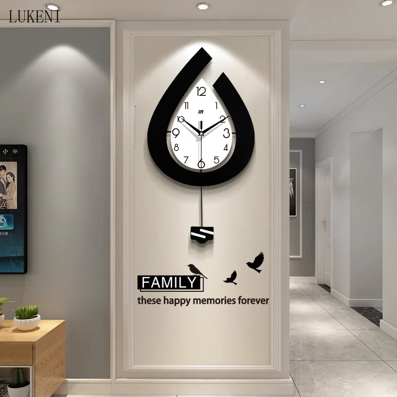 Nordic Creative Water Drop Design Swingable Wall Clock Living Room Clock Watch Modern Minimalist Home Decoration