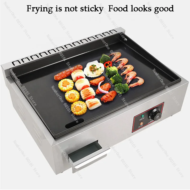 Electric Griddle  Stainless Steel Countertop Hot Plate Commercial  Kitchen Cooking Accessory Enamel Nonstick Pan BBQ Grill