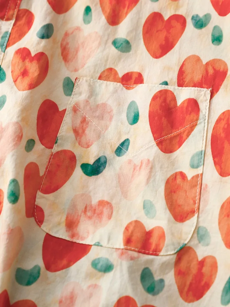 Sweet Sle コットン irt レディース 夏 ルーズ カジュアル ラブ ハート プリント スリミング トップ 女性用 ファッション お腹カバー スイート トップ