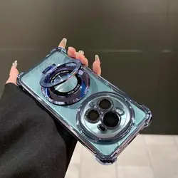 For Honor Magic 6 7 Pro Case Ring Holder Luxury Camera Lens Film Protection Plating Airbag Silicone Shockproof Phone Back Cover
