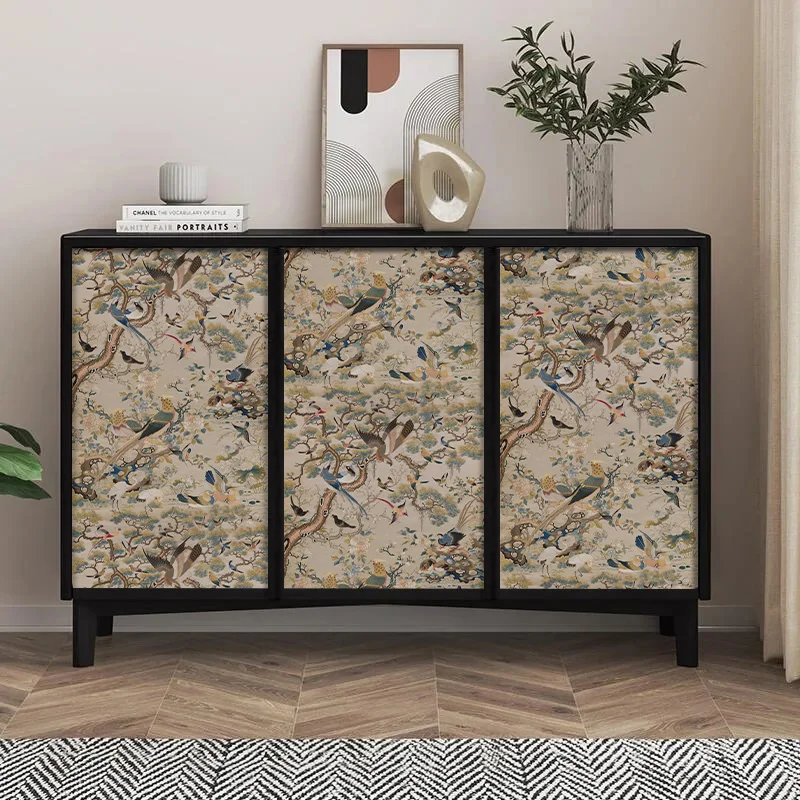 ورق جدران Chinoiserie قابل للتقشير واللصق، ورق حائط ذاتي اللصق قابل للإزالة، ورق اتصال عتيق لطيور الأزهار لخزانة غرفة النوم