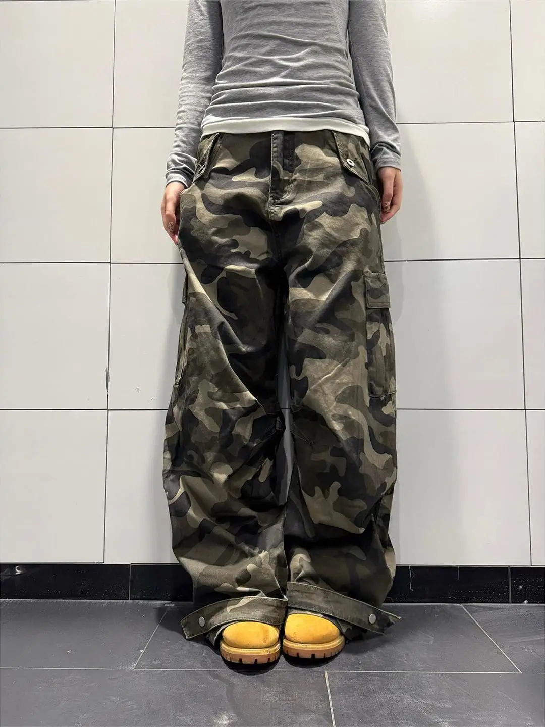 

Ретро-джинсы в американском стиле с камуфляжным принтом, свободные прямые брюки для мужчин и женщин, модные повседневные джинсы в уличном стиле