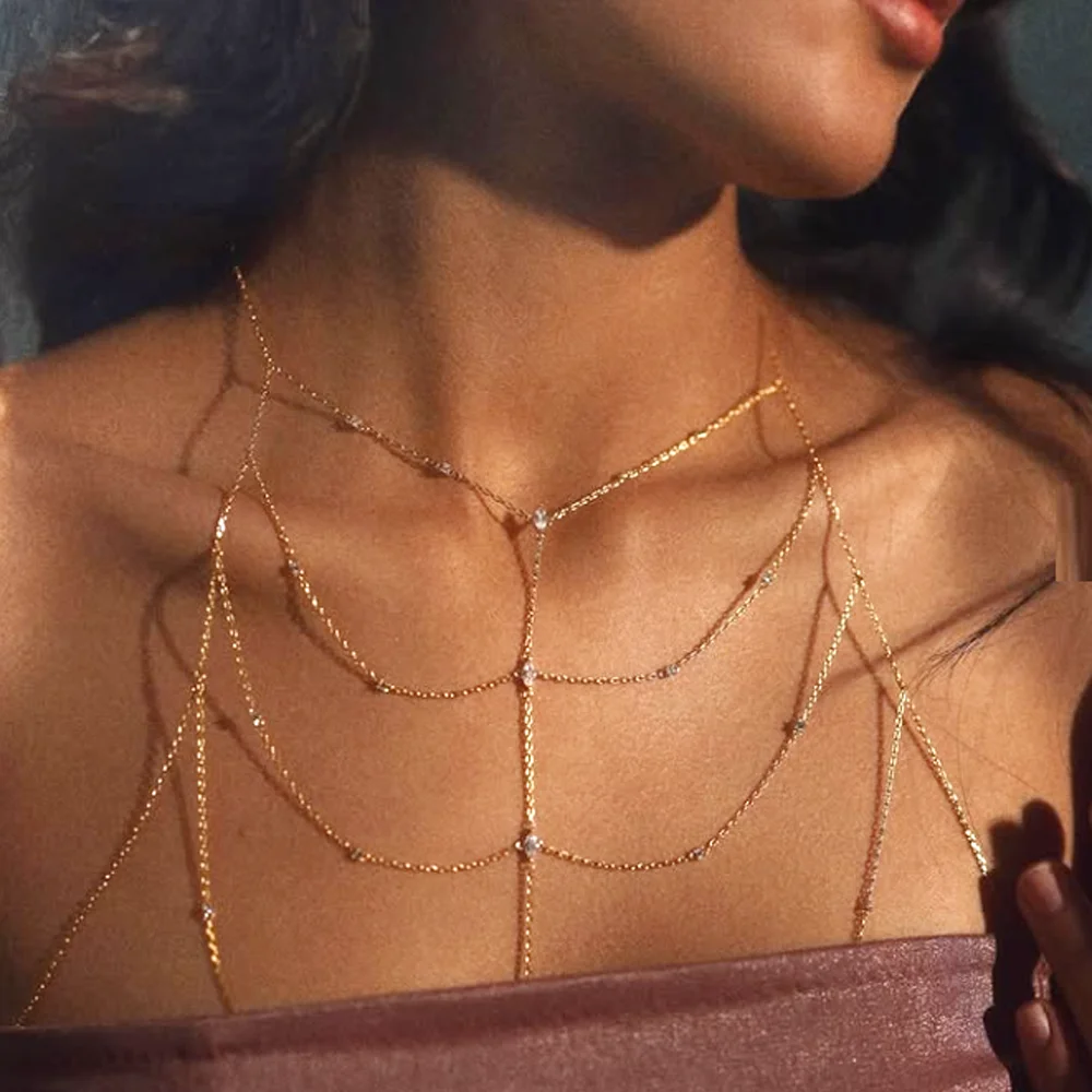 

2025 Новая распродажа, сексуальная женская цепочка с кисточками, регулируемая цепочка для тела, искрящиеся ювелирные изделия, женское ожерелье