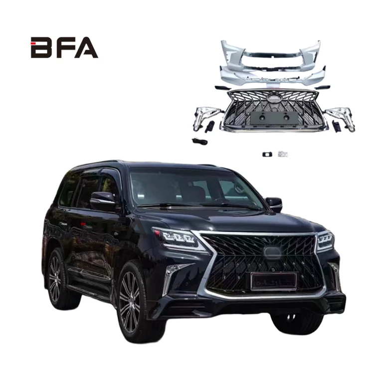 The Lexus LX570 upgrade for 2008-2015 replaced a new front and rear bumper grille with a TRD-style headlight taillight body kit