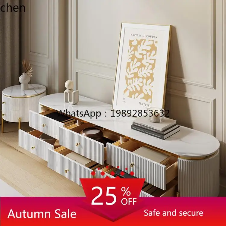 

light luxury coffee table combination living room fully equipped modern simple size apartment video cabinet furniture