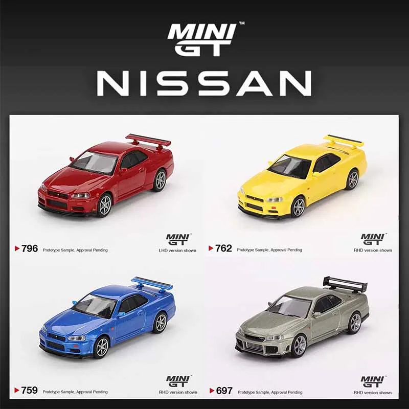 

MINIGT In Stock 1:64 Skyline GTR R34 V SPEC Bayside Blue Diecast Diorama Model CollectionToys