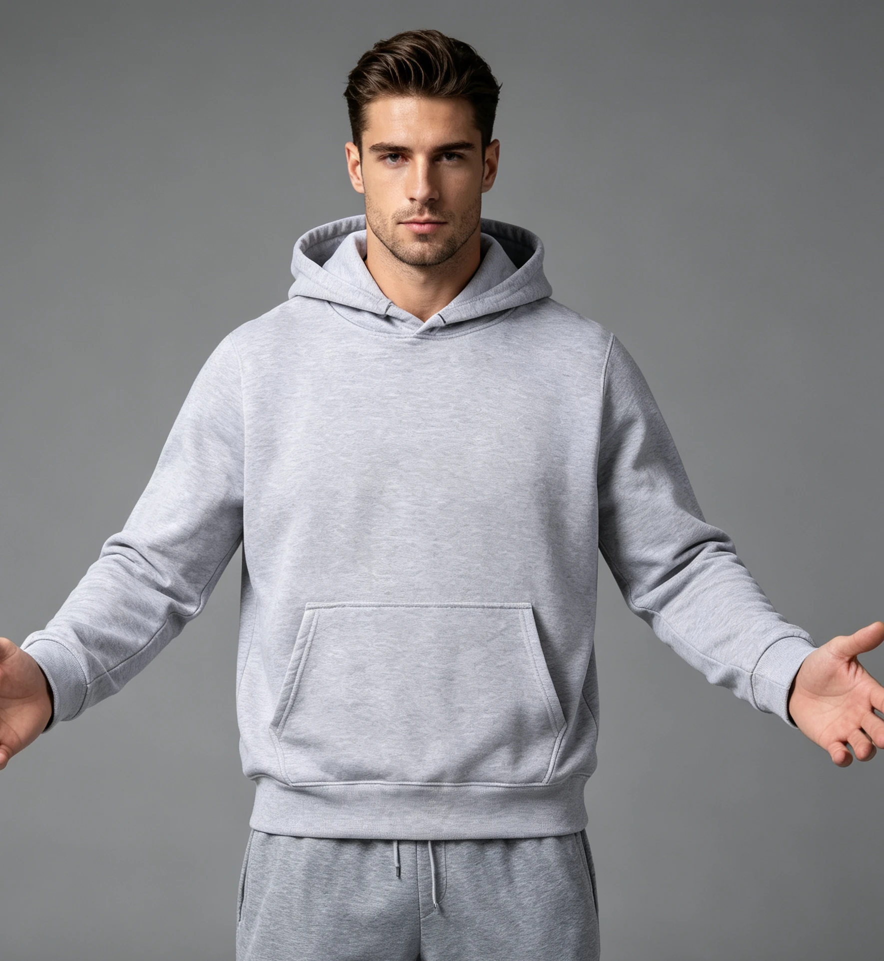 Fashion Men's and Women's Two-Piece Sports Suit Loose Hooded Sweaters Stylish Waist Sports Sweaters Men's Sweaters Suit