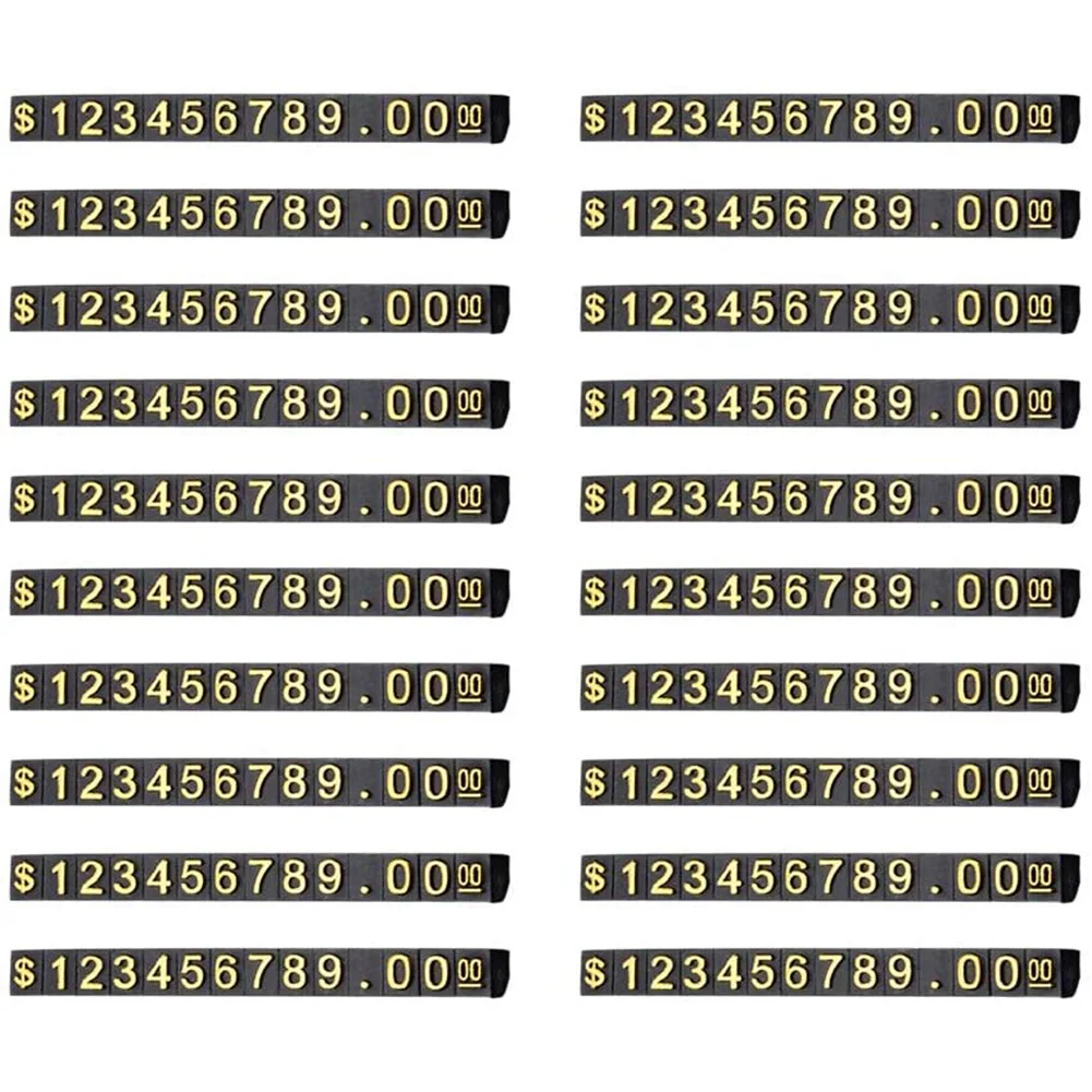 20 Sets Price Display Square Adjustable Price Tag For Price Display Counter Stand Number Letter Dollar Price Block Kit-A21R