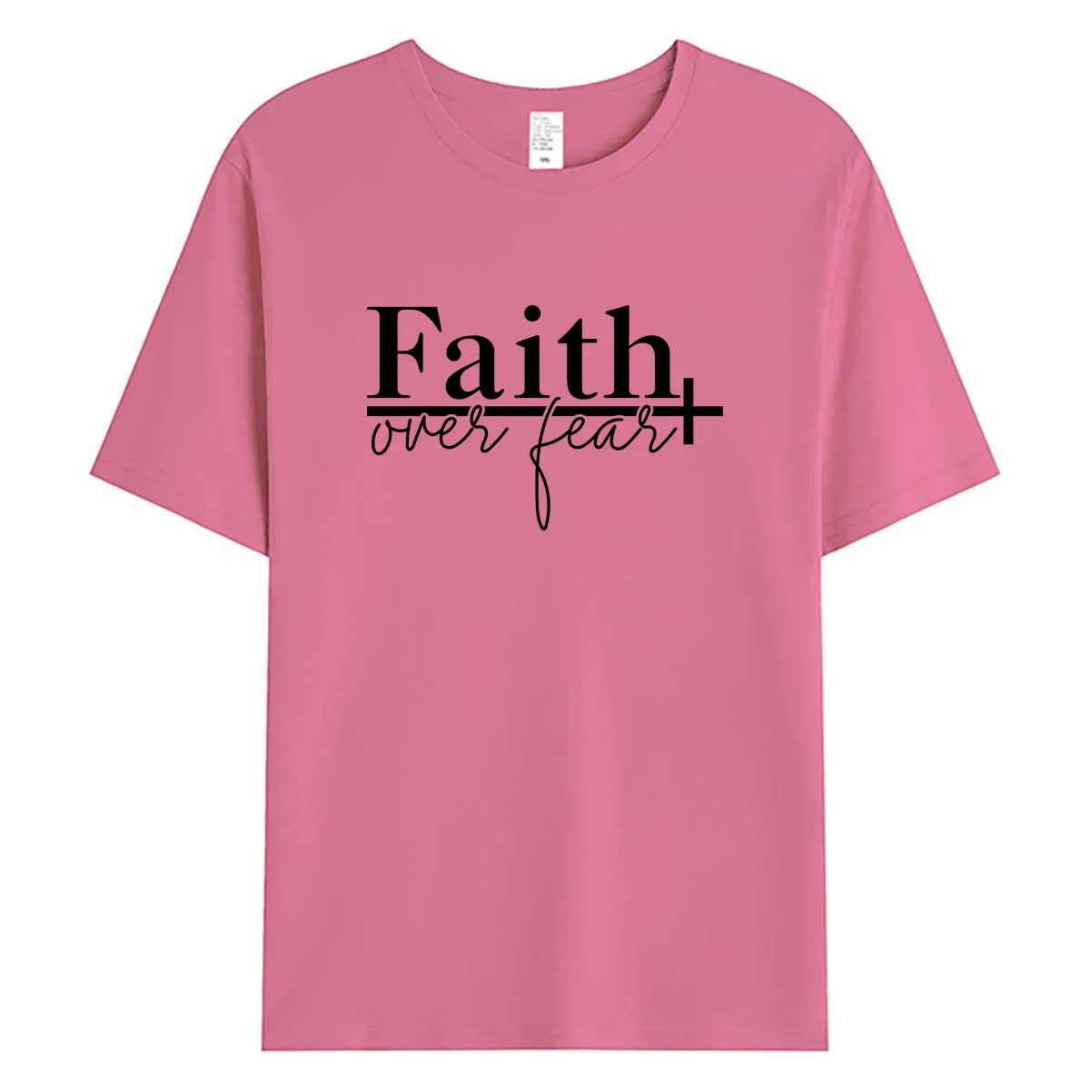 

Faith Over Fear Cross Christian Women T-Shirt Religious Inspirational Quote Graphic Tee Summer Cotton Tops Bible Verse