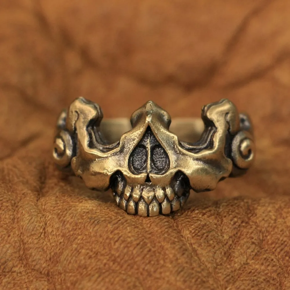 

Details Brass Half Skull Face Ring Biker Punk Jewelry BR275 US Size 7~15