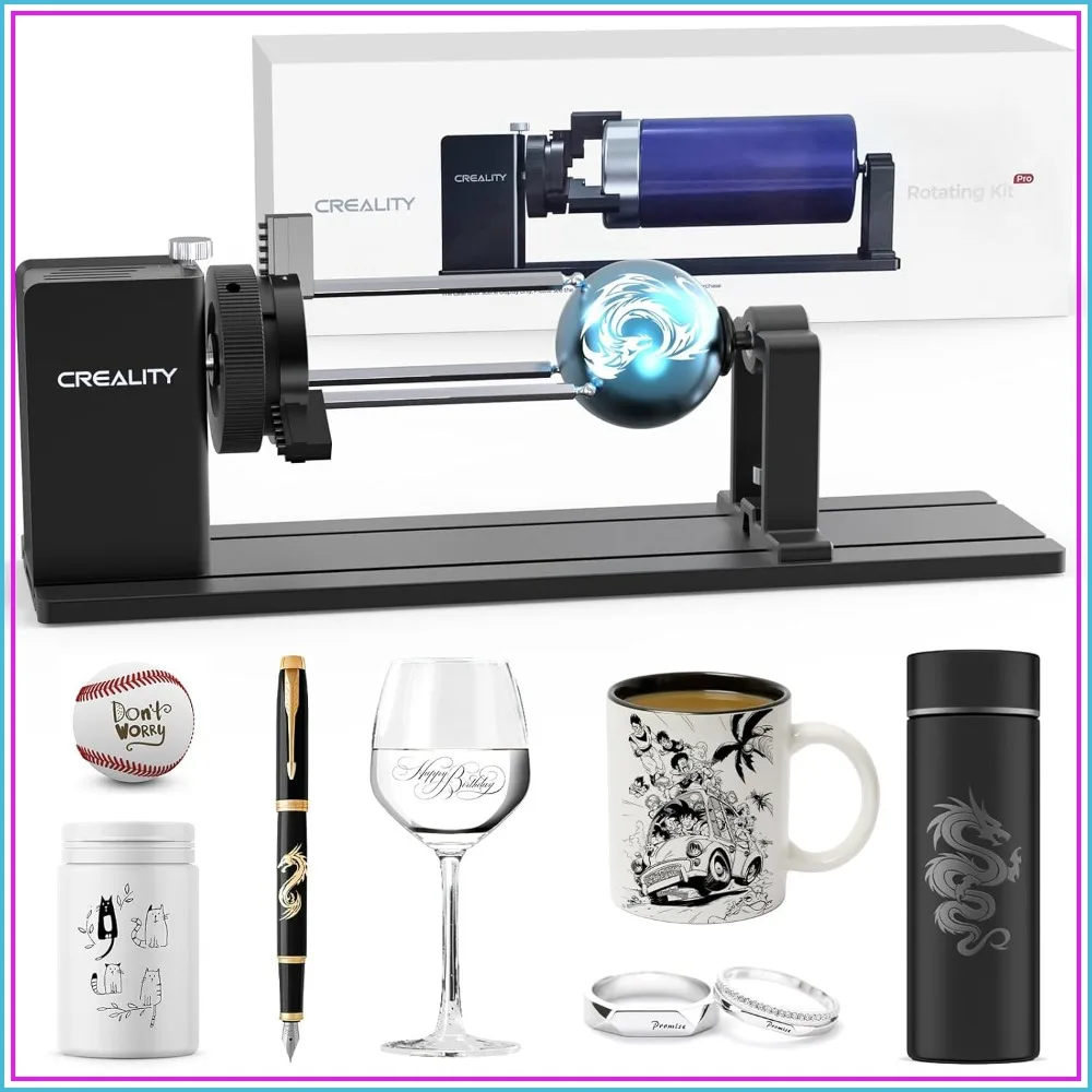 

4-in-1 Laser Rotary Roller & Jaw Chuck for Engraving Cylindrical Objects, Wine Glass, Baseball Bat, Ring