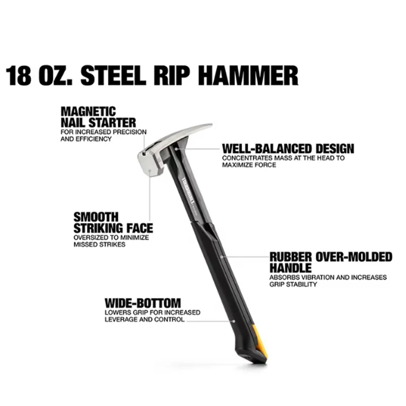 TOUGHBUILT 16 oz/18 oz sheep horn hammer, steel integrated hammer, magnetic smooth surface manual tool TB-H1-1R-S16 TB-H1-1R-S18