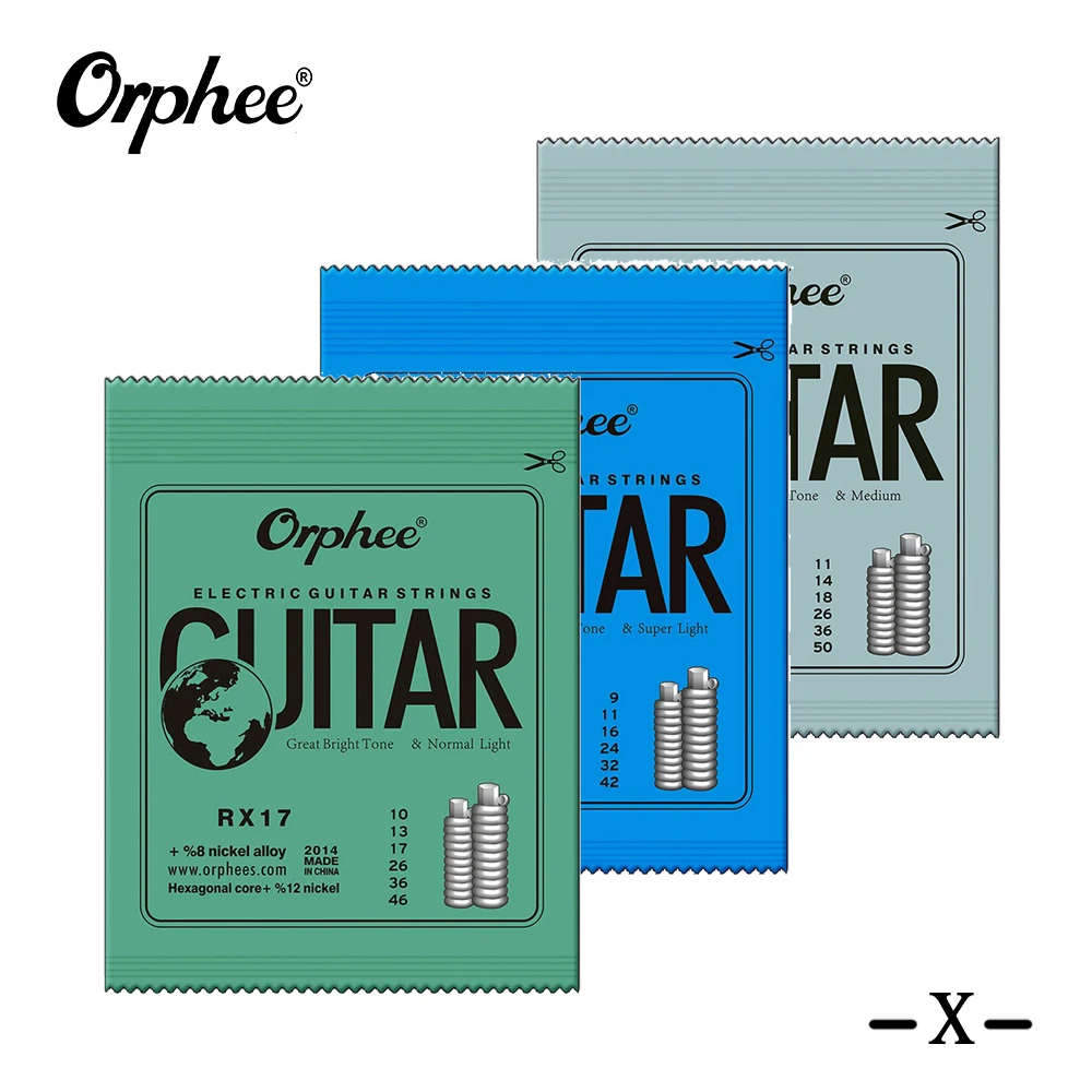 Orphee Electric Guitar Strings Set RX Series Hexagonal Carbon Steel 6 String for Electric Guitar Accessories Parts Practice Use