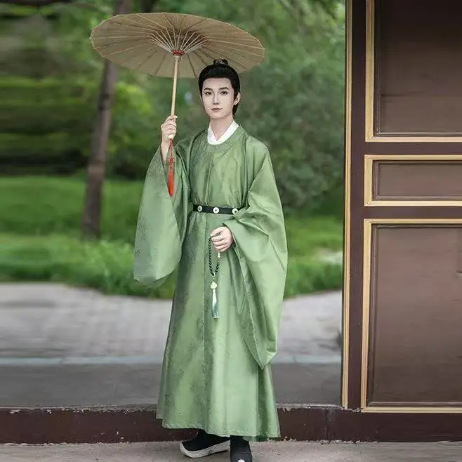 

Традиционная китайская одежда Ханьфу эпохи династии Мин для мужчин и женщин: халат с круглым вырезом и темным цветочным узором, костюм для Хэллоуина, королевский косплей-костюм