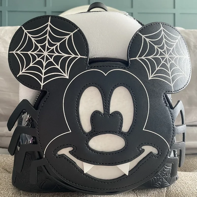 New Loungefly Disney Halloween Mickey Mouse Glow Backpack Mickey Satchel Cartoon Children\'s Backpack Shoulder Bag Mini Cute Bag