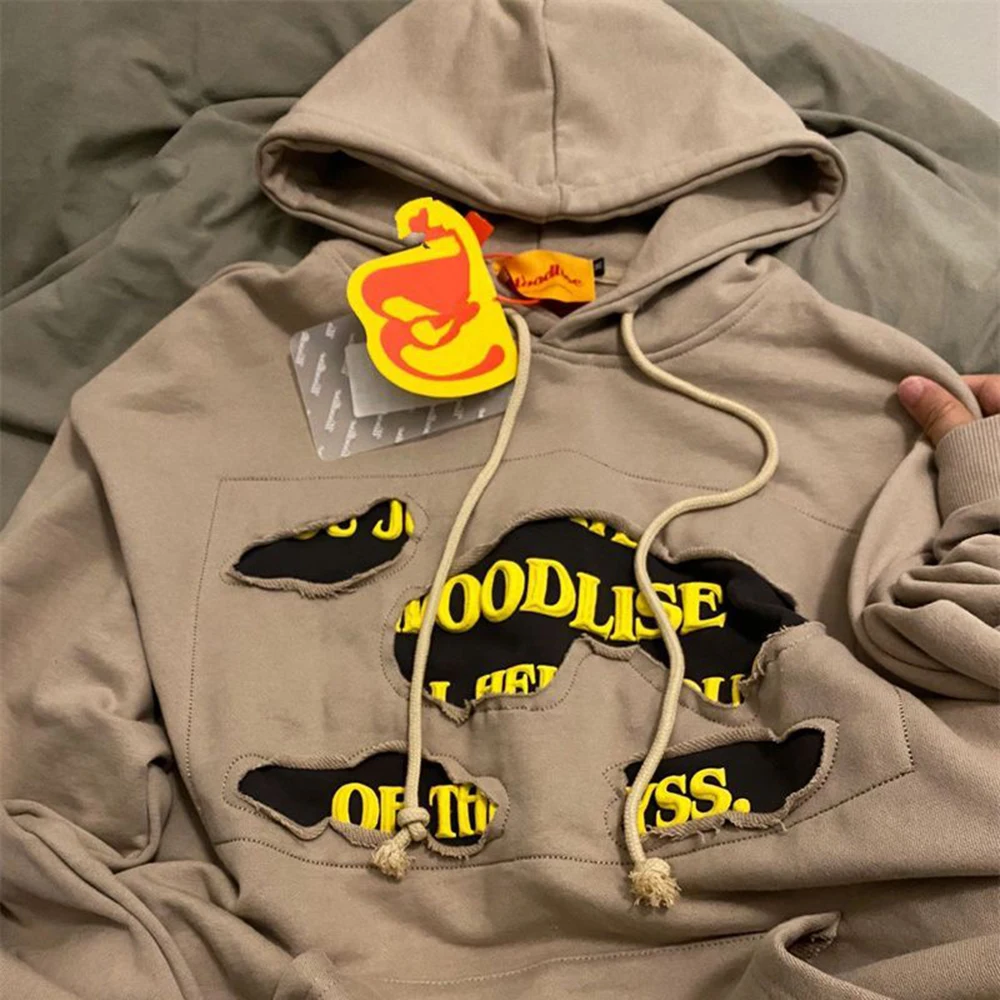 New Autumn And Winter Graffiti Hip-hop American High Street Letter Patch Hooded Sweatshirt For Men And Women Loose Couple Style