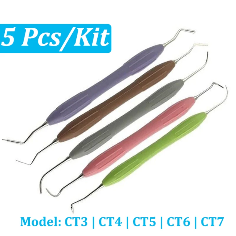 5Pcs/set Dental Resin Filler Aesthetic Restoration Kit Fit for Lm Resin Knife with Silicone Handle Dentistry Tool