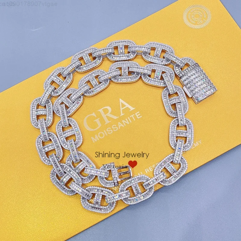 

Iced Out Bling Rapper Chain Ожерелье Lab Diamond Baguette Mariner Chain