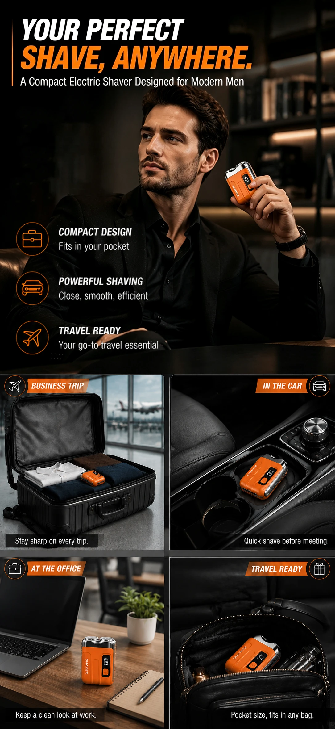 Portable Electric Shaver,Beard,For Men Pocket Razor Usb-C Rechargeable Waterproof Dual Blade Mini Beard Shaver