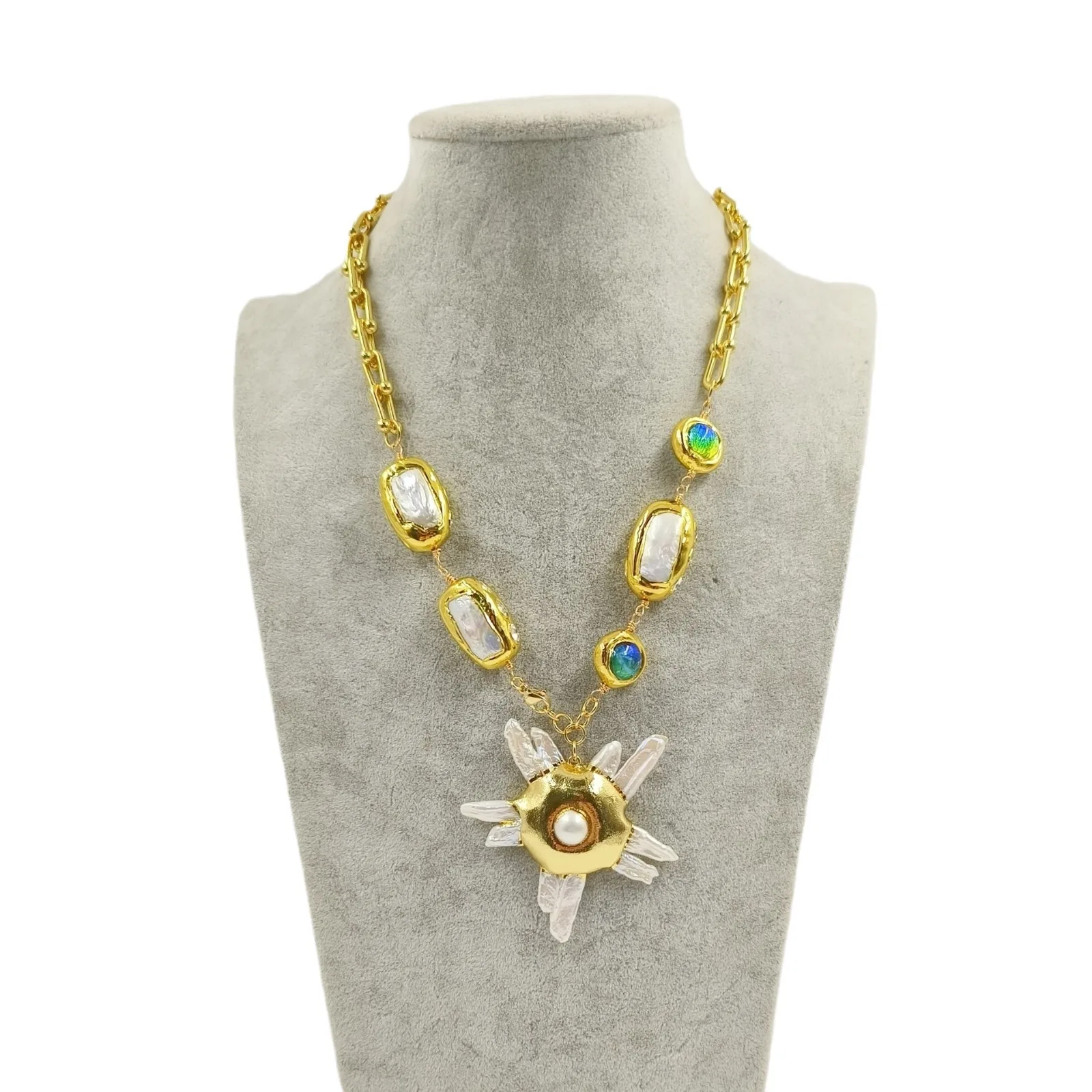 قلادة لؤلؤ المياه العذبة للنساء سحر الخرز الملون الفاخرة مبالغ فيها 19 بوصة القلائد الطرف سلسلة طوق المختنق