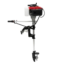 4HP 4 Stroke Outboard Motor 53.2CC 1.6KW 144F Heavy Duty Inflatable Fishing Boat Engine Hand-pull Start with Air Cooling System