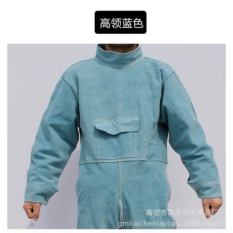 Cowhide Welding One-piece Fireproof Flame Retardant Cowhide Coat Anti-splash Suit Welder Work Protective Clothing Split Apron