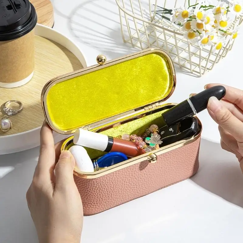 E8BD Portable Leather Storage Case for Jewelry, Cosmetics, and Change