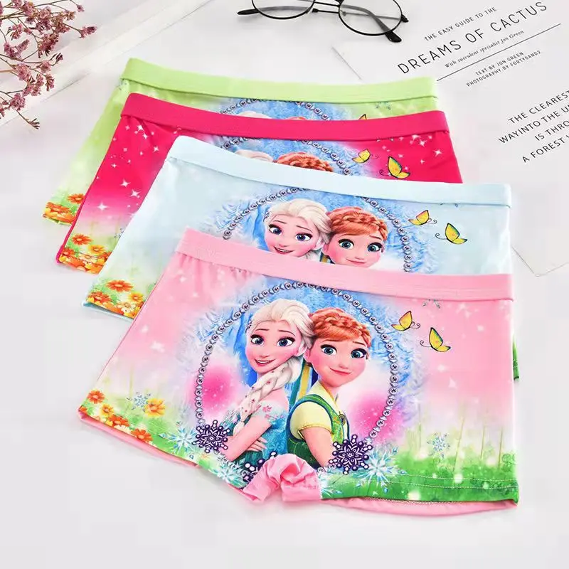 4Pcs Disney Anna Elsa Princess Girls Kids Panties Cartoon Cute Pink Teen Underwear Summer Modal Shorts Kids Boxers Baby Clothing