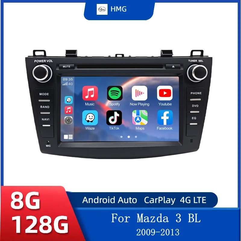 

HMG Android 13 For Mazda 3 BL 2009-2013 Carplay Multimedia Player Navigation Bluetooth WIFI 4G Autoradio Stereo Android Auto