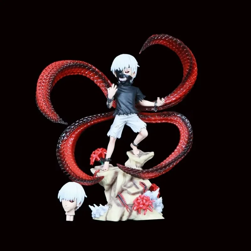 Kaneki Ken Two-Headed Carved Centipede Awakening Wearing A Mask Q Version Of The Anime Hand Model Tabletop Decoration Gift