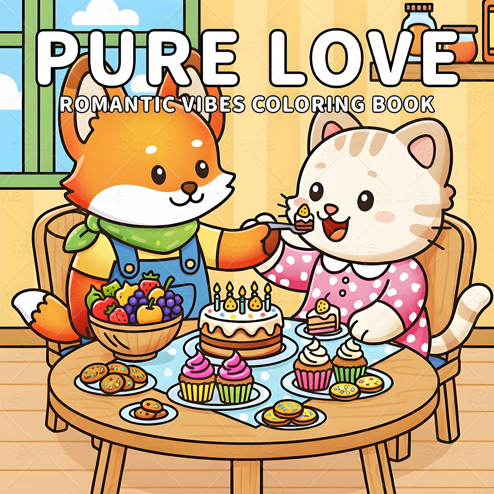 

PURE LOVE ROMANTIC VIBES Bold-easy Patterns Coloring Book for Adults Cute Drawing Book Perfect Gift for Party and Birthday