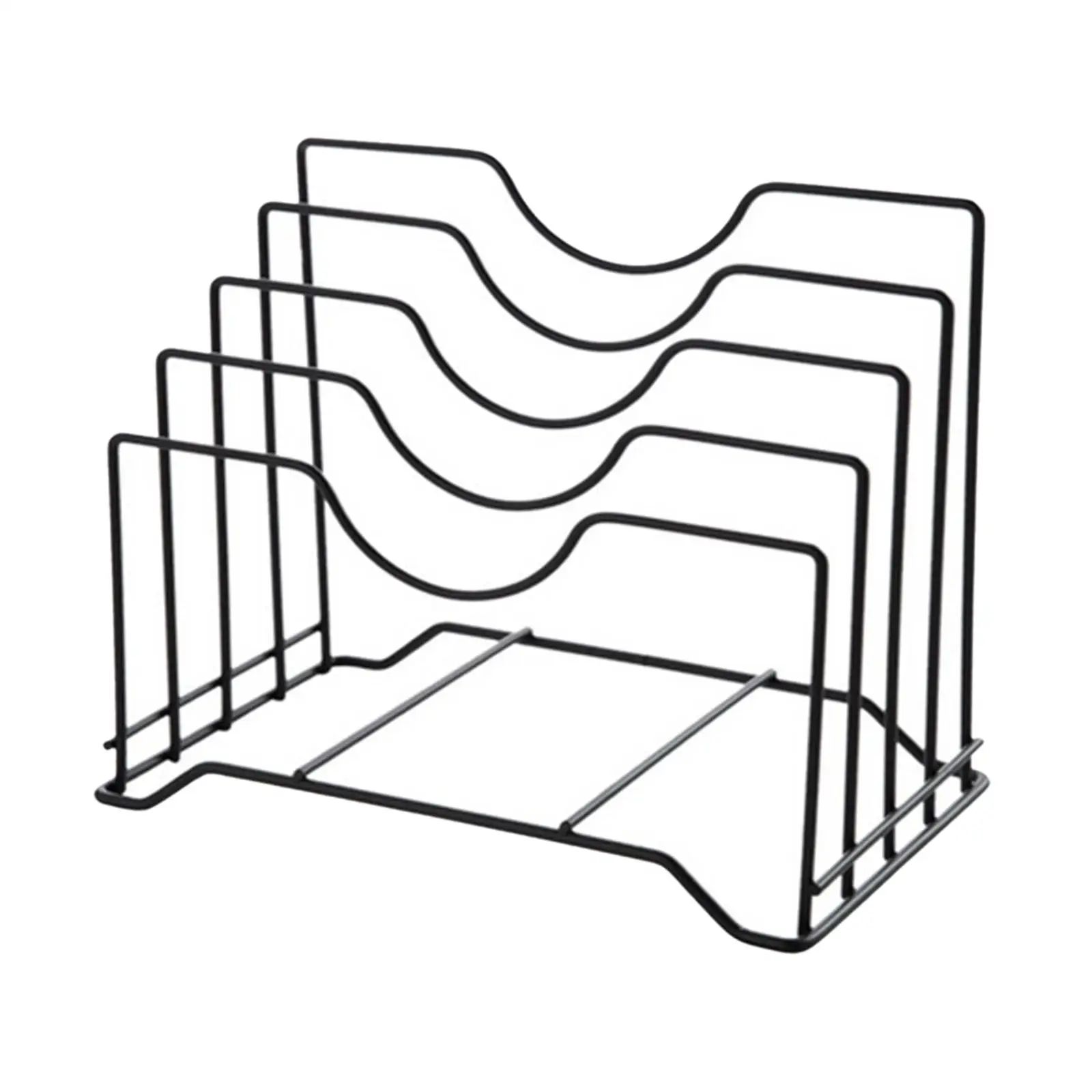 Cutting Board Rack Holder with 4 Sectional Kitchen Cabinet Rack Pot Lid Rack Organizer for Campers Plates Condos Home Apartments