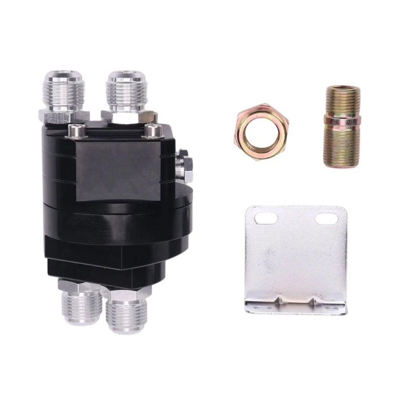2 in 1 Split Car Oils Filter Relocation Adapter,Easy Installation Aluminum Alloy Connector AN8/AN10 for Multiple Vehicle D7YA