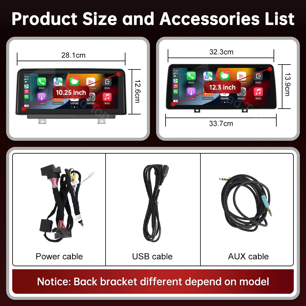 RoadTop CarPlay Android Auto Multimedia Display Screen For BMW 1 Series E81 E82 E87 E88 2004-2012 CCC CIC System/NO OEM Screen