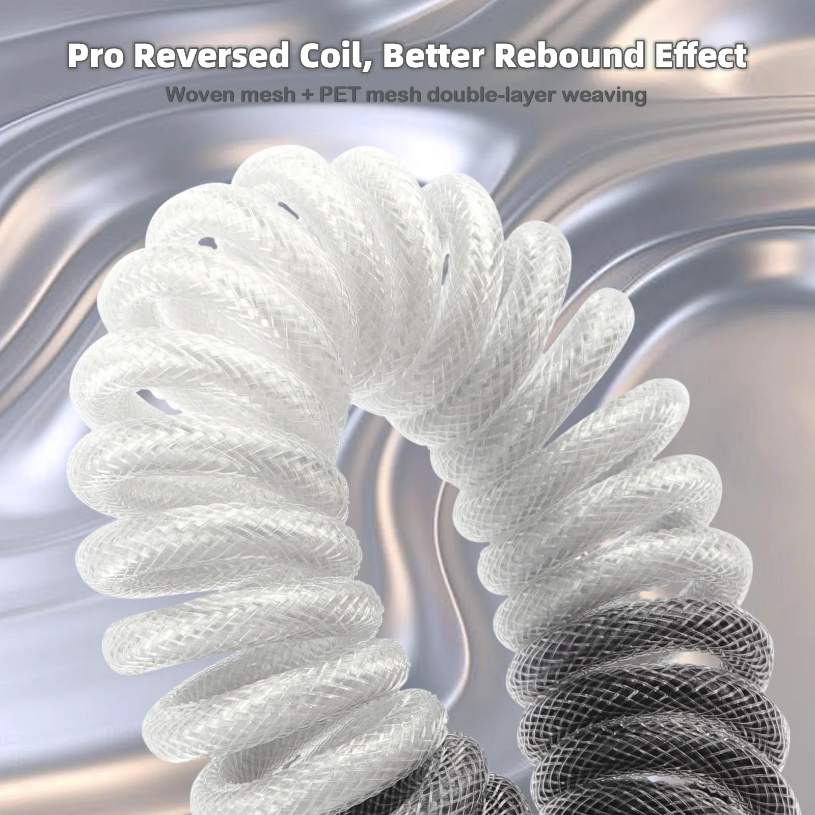 ATTACK SHARK C01 Ultimate RGB Coiled Keyboard Cable, Braided Aviation Plug USB-C 8K Sync LED Breathing Gradient